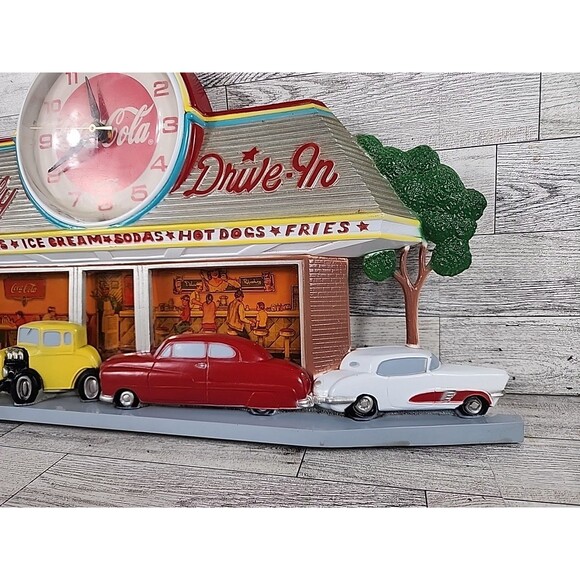 Vintage Coca-Cola Family Drive-In Diner Clock Made In USA 1988 Burwood 21" Sign - Picture 2 of 14